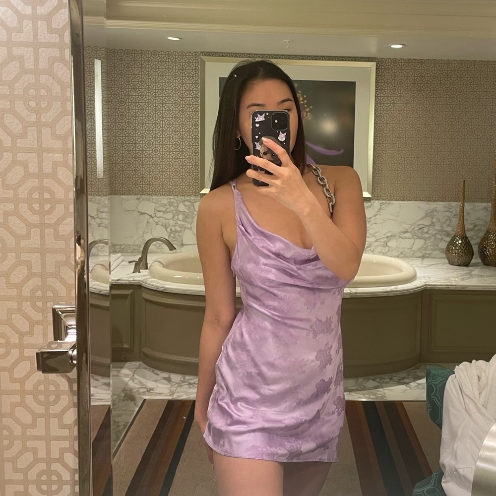 GIUSEPPE DI MORABITO rhinestone purple lilac floral short mini dress - small s